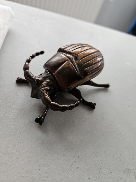 Scrumiera vintage din alama , trincket box scarabeu