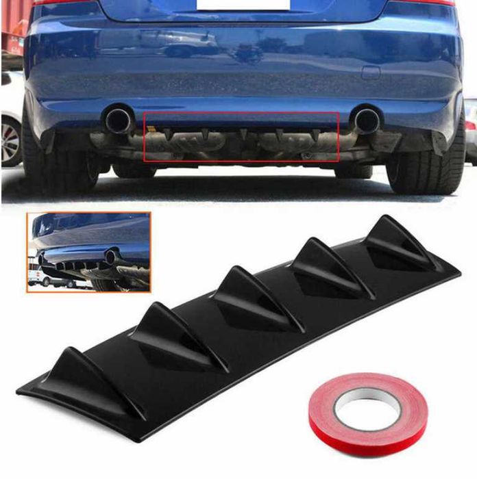 Универсален дифузьор / добавка за задна броня 58см - Черен Гланц.