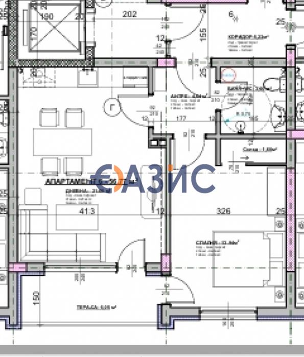 2-стаен апартамент на 3-ти етаж, Равда, РС Резиденс 4-63, 36 кв. м.,