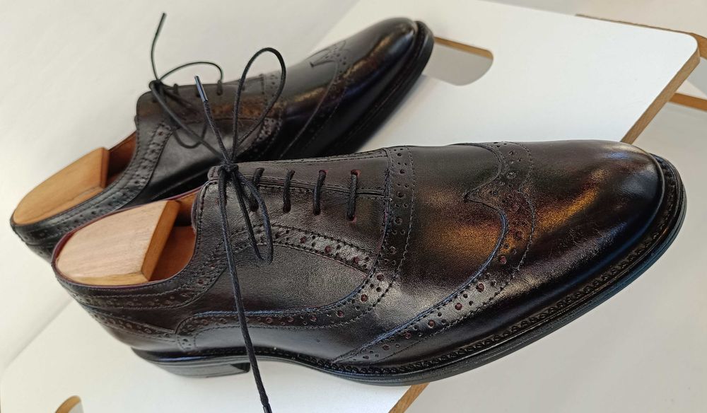 Pantofi oxford 40 40.5 brogue Lavoratione Artigianale NOI piele natur