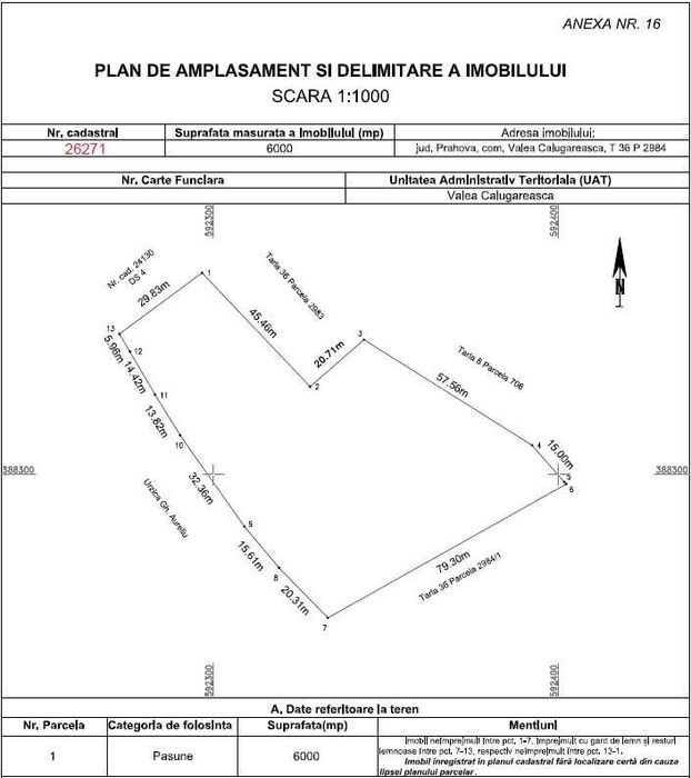 Vând Teren extravilan Valea Călugărească 6000 mp (pășune)