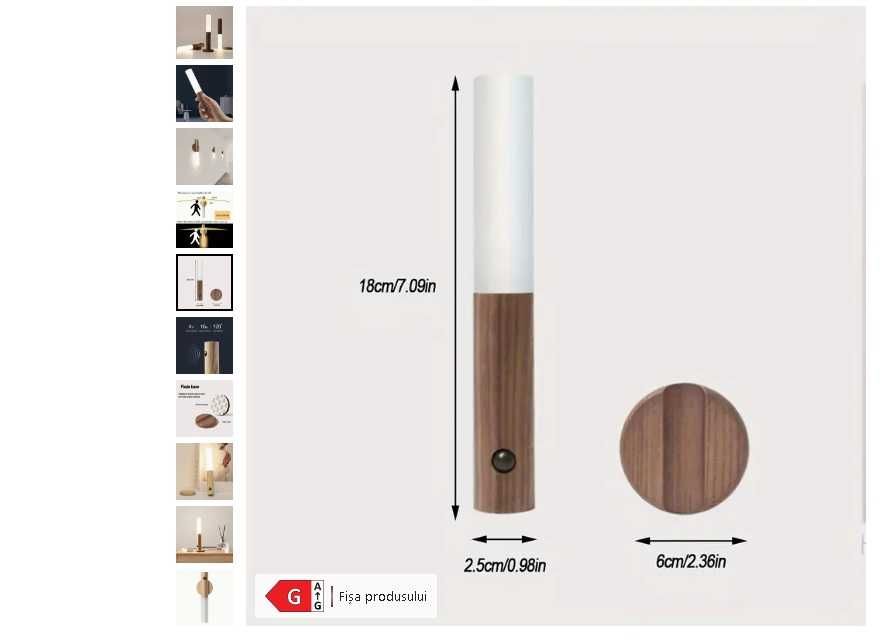 lampa magnetica wireless cu senzor de mișcare