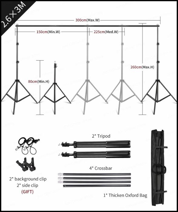 Проф. Фонова система 2.6м х 3м. Фото. Видео. Фон.