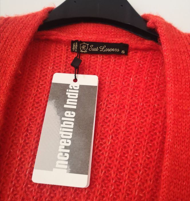 Чисто нова Ефектна Дълга Дамска Жилетка В Цвят Корал с етикет