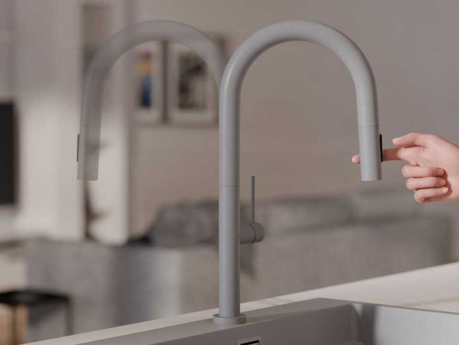 Сив смесител за кухня с изтегляща глава, 2 режима на струя - 9020