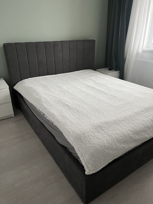 Cadru pat HASLEV 160x200 gri inchis