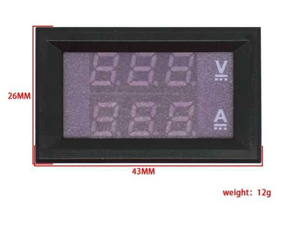 Voltmetru cu Ampermetru DIGITAL 0-100V, 10A Rosu LED