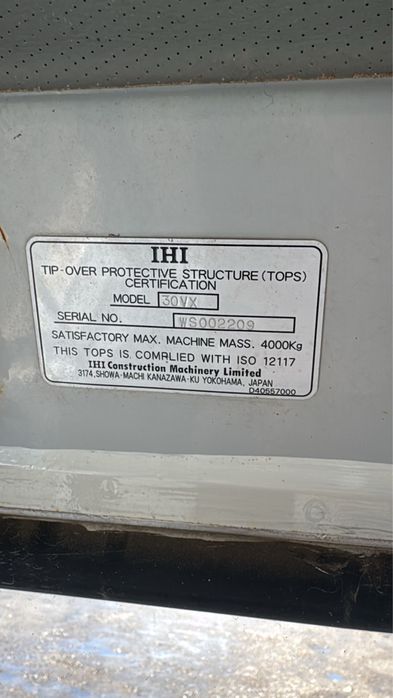 IHI Ihimer 30vx miniexcavator 3 tone