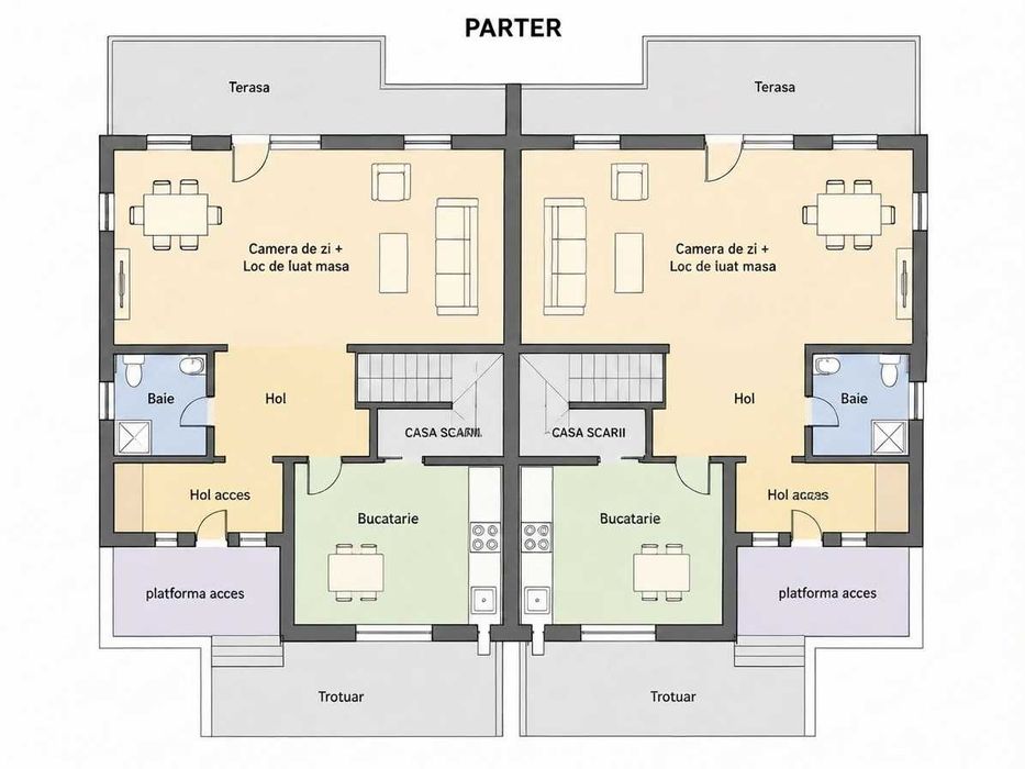 Proiect Nou! Casa Tip Duplex, 120 mp, grădină 245 mp, Floresti