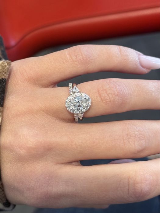 Set inel de logodnă TEILOR Alma + verighetă custom | Aur alb 14K | Diamante lab-grown 1,64 ct