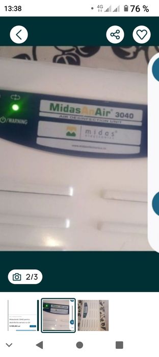 Vând aparat pentru dezinfecția aerului