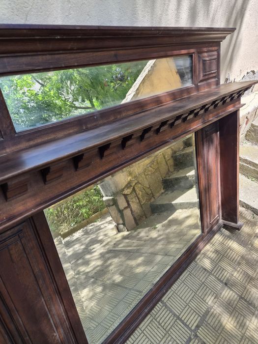 Антична дървена рамка за камина с огледала (Overmantel)
