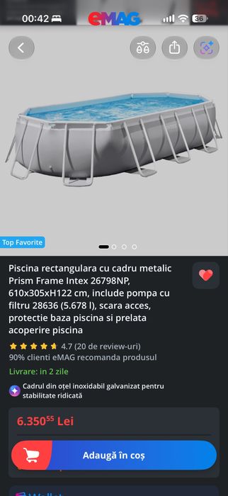 Piscina intex 6x3x1,2 m