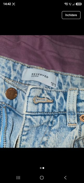 Blugi Damă Reserved High Waist Baggy, Denim Deschis