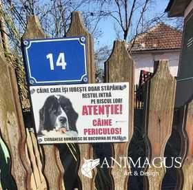 Placa Avertizare Caine Rau Periculos Ciobanesc de Bucovina