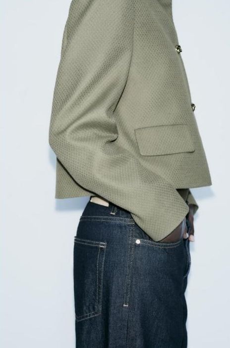 ZARA сако/яке, цвят-каки (зелен)