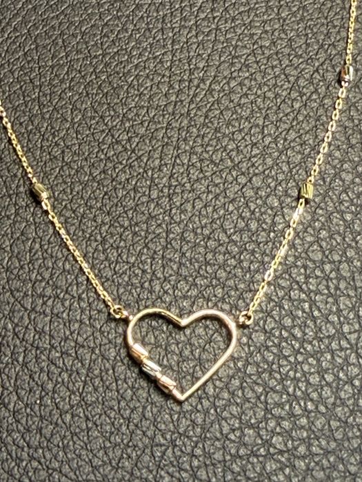 Златно колие сърце чисто ново злато Gold zlatno 14 karat 585