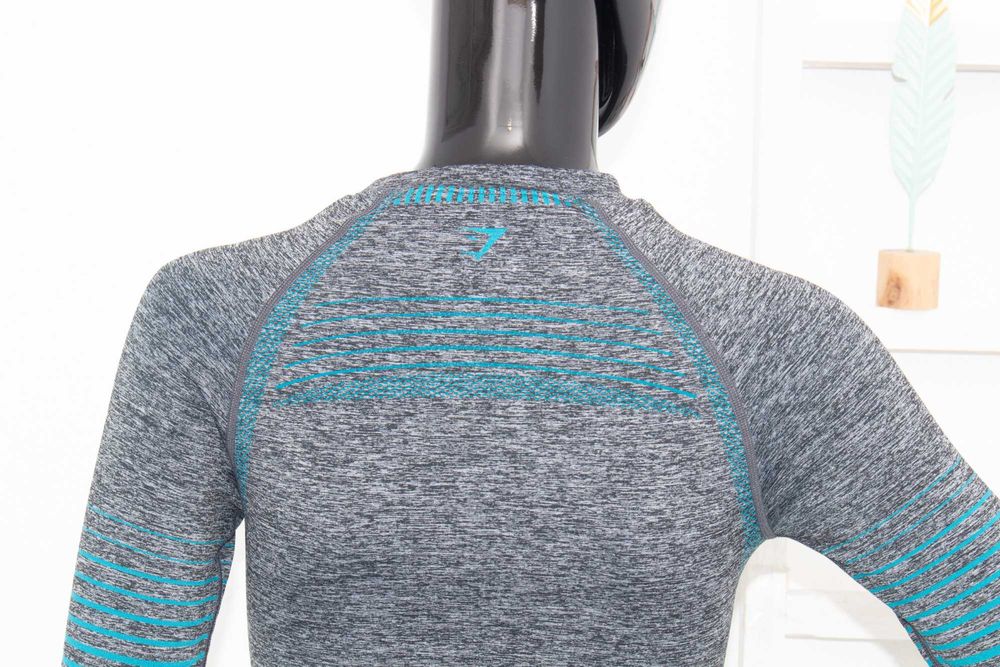 Gymshark комплект топ и клин висока талия синьо сиво преливащо XS-S