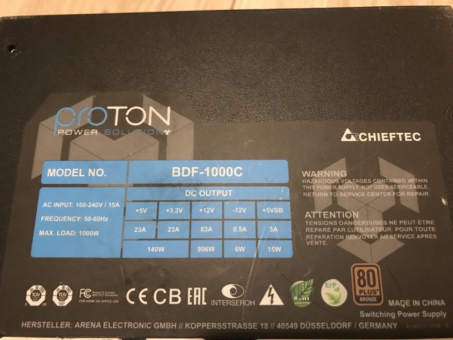 Продавам Модулно захранване Chieftec Proton BDF-1000C 1000w