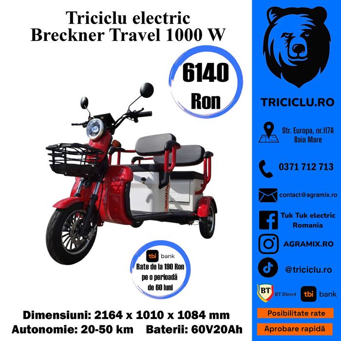 Triciclu electric nou Breckner Travel Agramix