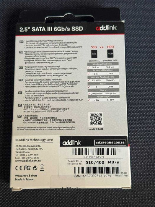 SSD Sata 2.5" Addlink 256GB