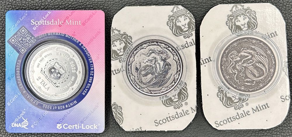 Lot 3 ounce silver coin 2023 – Samoa Mermaid Mother & Daughter