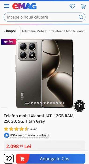 XIAOMI 14T 5G Titan Gray 12/256 GB Dual Sim ca nou, fullbox !