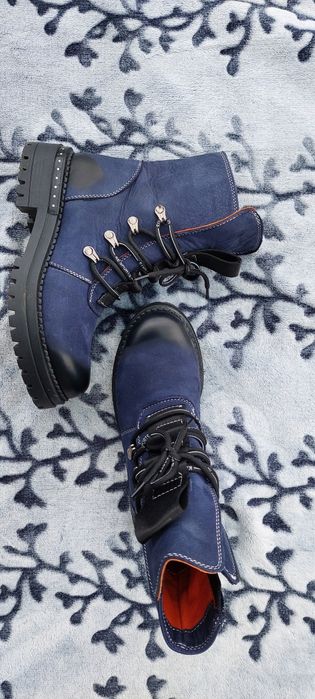 Ghete casual damă, din piele naturala, culoare blue, mărimea 36