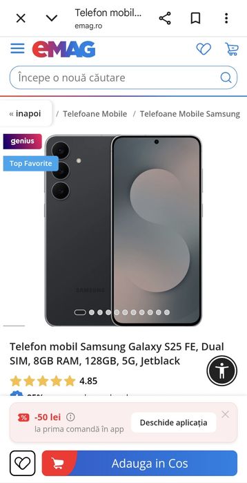 Vând Samsung s25 Fe 8GB ram 128GB ca nou în cutie