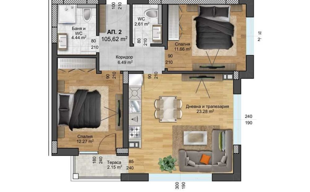 Продава се Тристаен апартамент в Пловдив, Западен - 107 кв.м за 2982 €/кв.м - Снимка #7