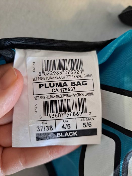 Комплект маска за гмуркане, плавници и шнорхел Cressi - Pluma 37/38