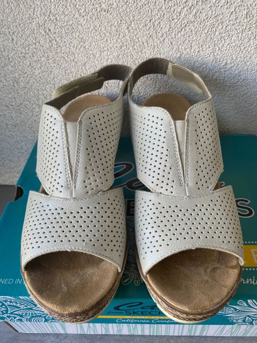 Sandale Rieker, decupate, alb, marime 38, toc 5cm, Nou