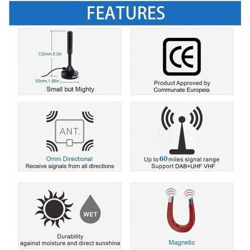 Вътрешна антена с усилвател за цифрова ефирна телевизионна DVB-T HDTV