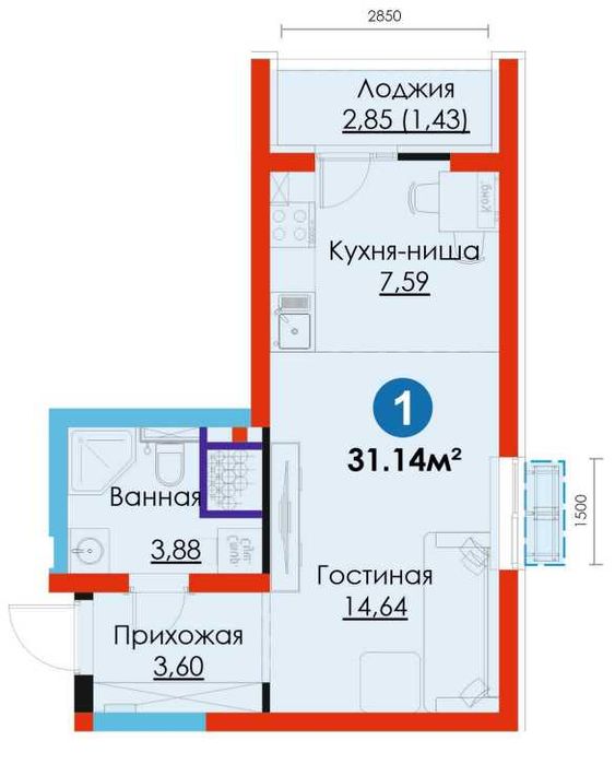 1-ком евро 31м² | Ипотека + скидка 12% • kw89