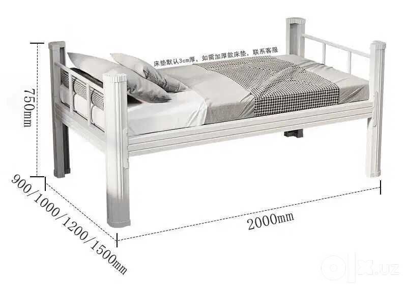 Metall karavot 90x200, bir qavatli | Металлическая кровать 90x200