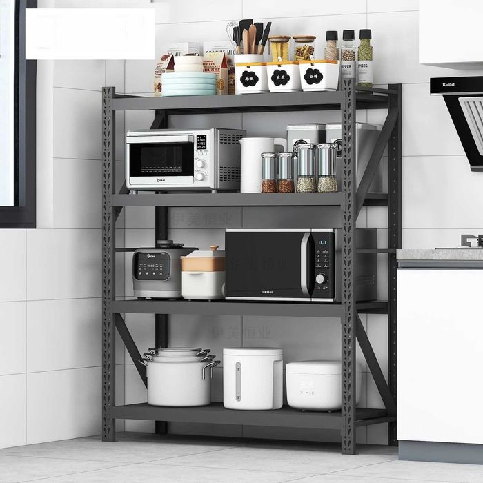 Подвальный металлический стеллаж с прочными регулируемыми полками optm