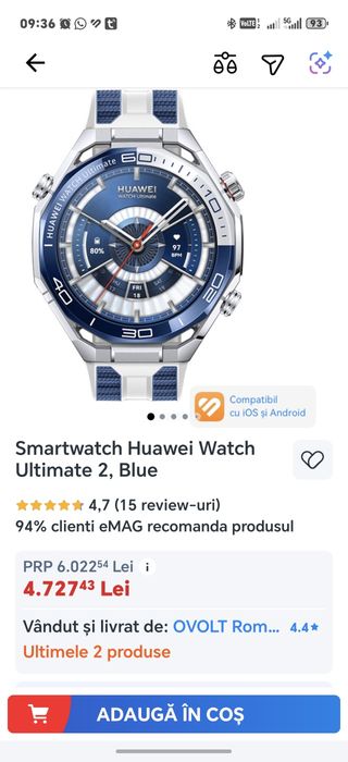 Huawei Watch Ultimate 2 Blue + brățară titan