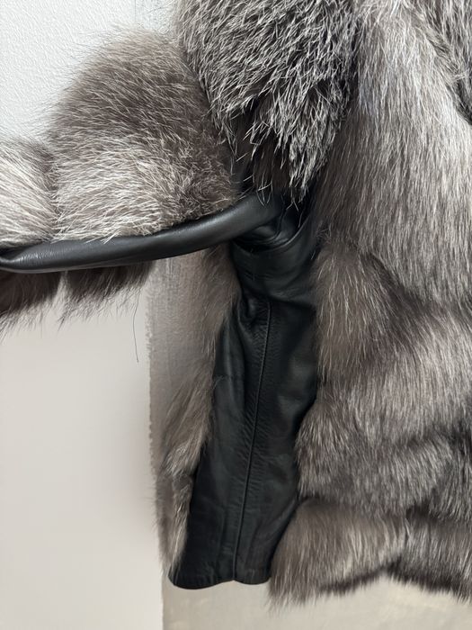 Jachetă / Vestă din Blană Naturală de Vulpe Argintie 2-în-1