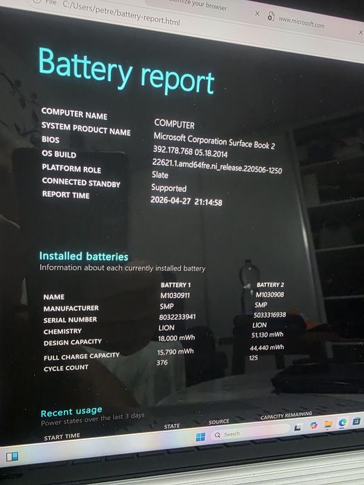 Echipament Surface book 2, i5, 8gb, 256 GB, 13.4" screen