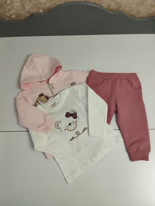 Комплект тройка для девочек, толстовка на молнии, штаны и кофта, Ту