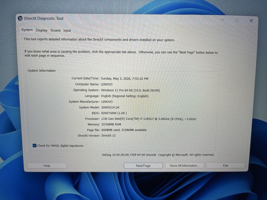 Lenovo ThinkPad T15 – i7 Gen 11, 32GB RAM, SSD 512GB