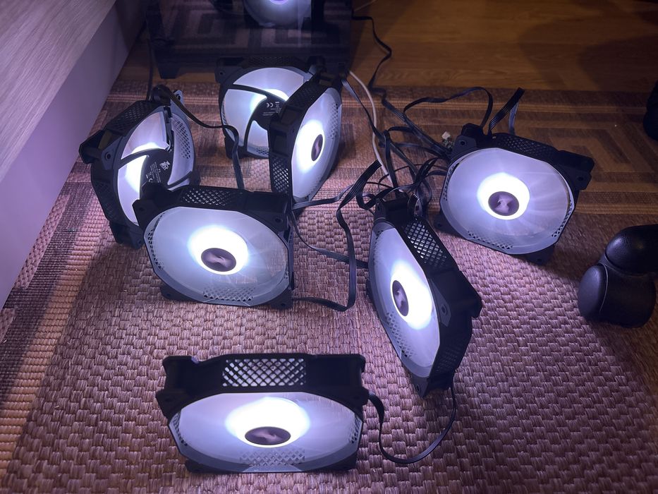 Pack 7 ventilatoare pc fan 120mm argb cu controller si telecomanda