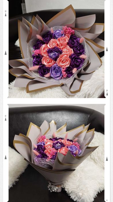 Buchete si aranjamente cu trandafiri din satin sau sapun