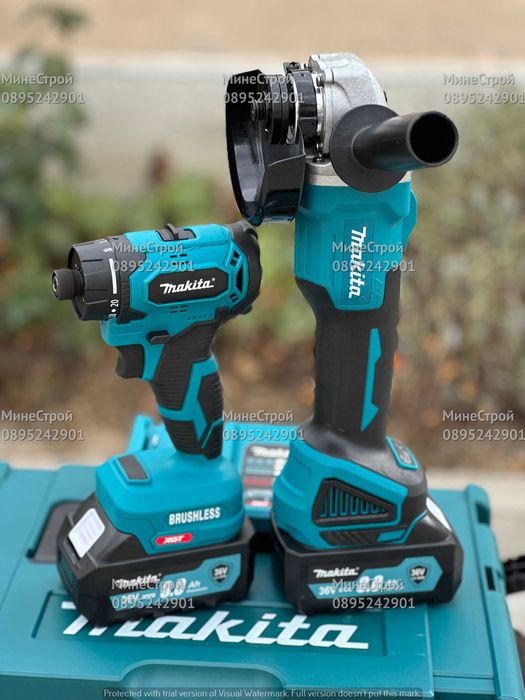 2в1 БЕЗЧЕТКОВ Акумулаторен Ъглошлайф и Импакт Makita 36v 8Ah МАКИТА