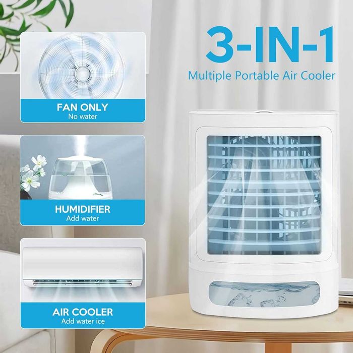 Компактен USB въздушен охладител Nor-tec Air Cooler с LED осветление и резервоар 675 мл
