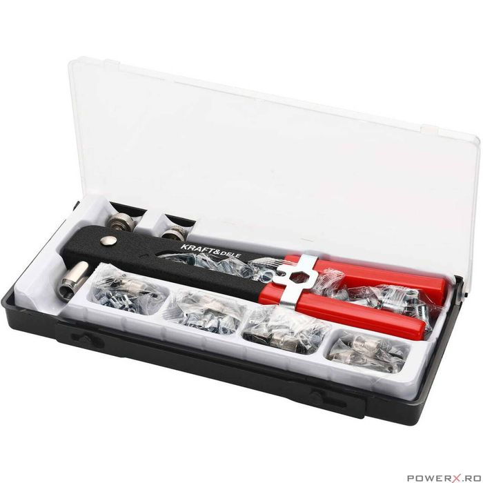 Set cleste pentru nituri manual, cu filet interior si accesorii, Kraft