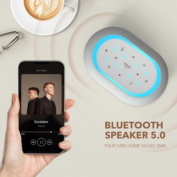 ANJANK часовник с бял шум, будилник с Bluetooth високоговорител