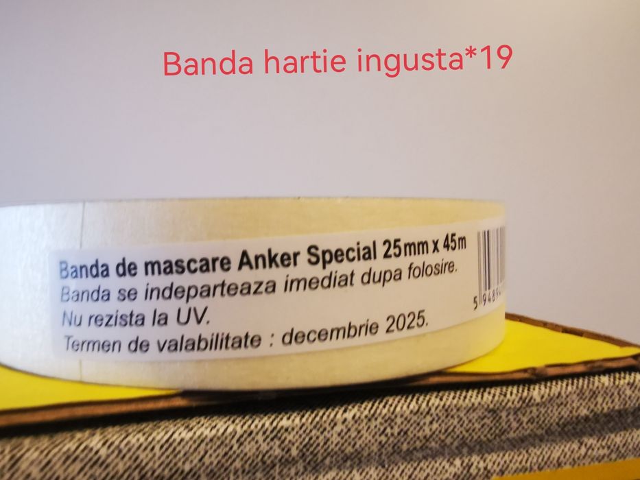 Banda hartie Anker 50 mm/45 metri, 25 mm/45 metri, Dubla adeziva 50mm