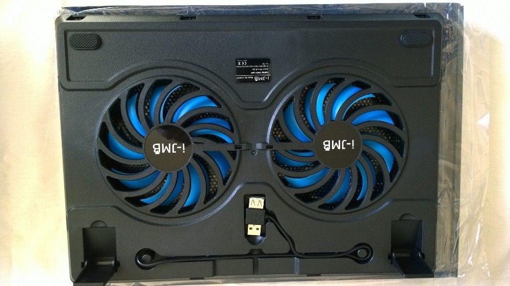 Suport laptop cu cooler 2 x 120 mm cu leduri culoare albastra