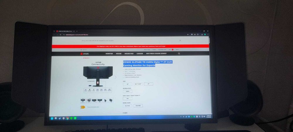 Vand monitor ZOWIE XL2746K  240Hz DyAc⁺™ 27 Inch Gaming Monitor for Esports